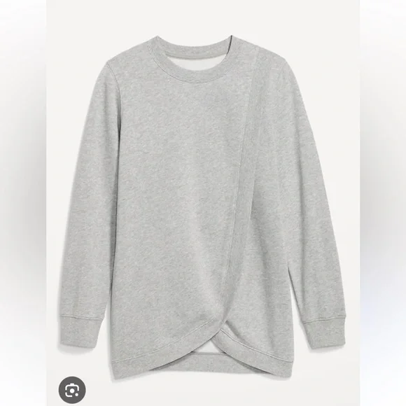 Old Navy Maternity Cross-Front Nursing Sweatshirt, Large, Grey - Picture 1 of 4